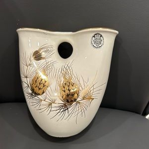 Signed Flora Gouda Plateel Holland Handpainted Vase w/ 2 Teardrop Openings